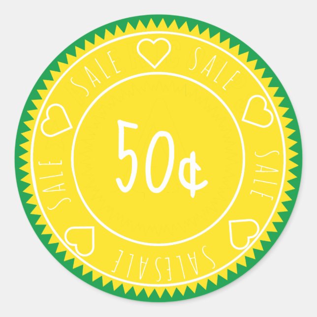 Adesivo Preço de venda verde amarelo-claro personalizado (Frente)