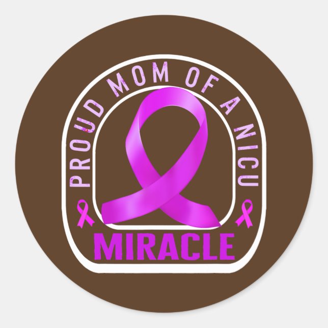 Adesivo Preemie Mãe Orgulhosa Mãe NICU Miracle Purple Baby (Frente)