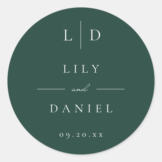 Adesivo Prefeito de Casamento do Monograma Minimalista Eme (Frente)