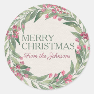Adesivo Pregado Natal Merry Watercolor Red Holly