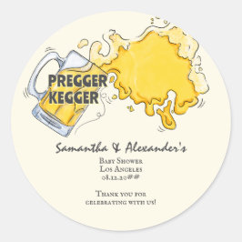 Adesivo Pregger Kegger Watercolor Beer Co-ED Chá de fralda