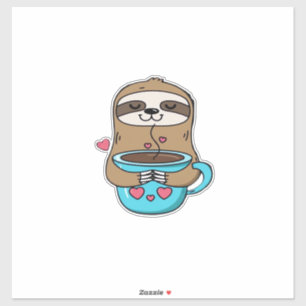 Adesivo Preguiça Chibi Amante de Café � Cute Kawaii Sloth