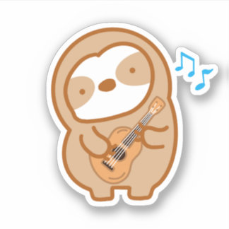 Adesivo Preguiça Fofo de Ukulele