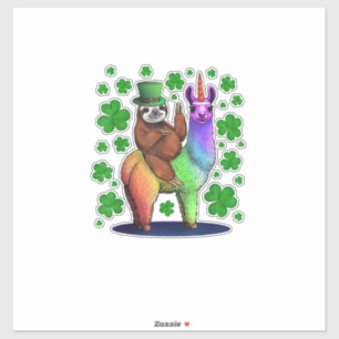 Adesivo Preguiça Leprechaun Montando Camisa do Dia de São 