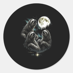 Adesivo Preguiça uivando 3 lua estilo retrô vintage engraç