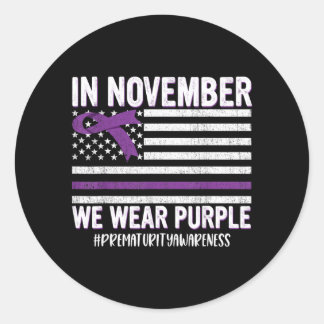 Adesivo Prematurity Awareness Ribbon Usa Flag