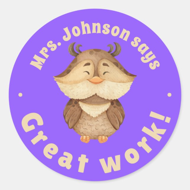 Adesivo Prêmio de Estudantes do Excelente de Coruja de Aqu (Frente)