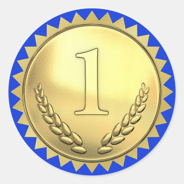 Adesivo Prêmio do primeiro lugar azul e gol do professor (Frente)