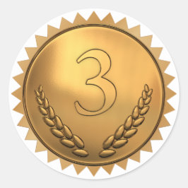 Adesivo Prêmio do Terceiro Lugar de Bronze e Branco do Pro