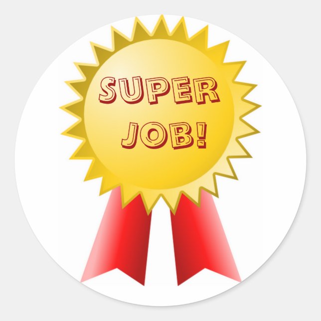 Adesivo Prêmios de fita vermelha e amarela do professor (Frente)