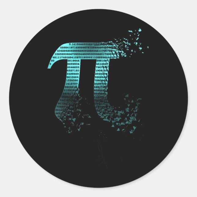 Adesivo Premium Pi-Day Do Designer Teal Quebrado (Frente)