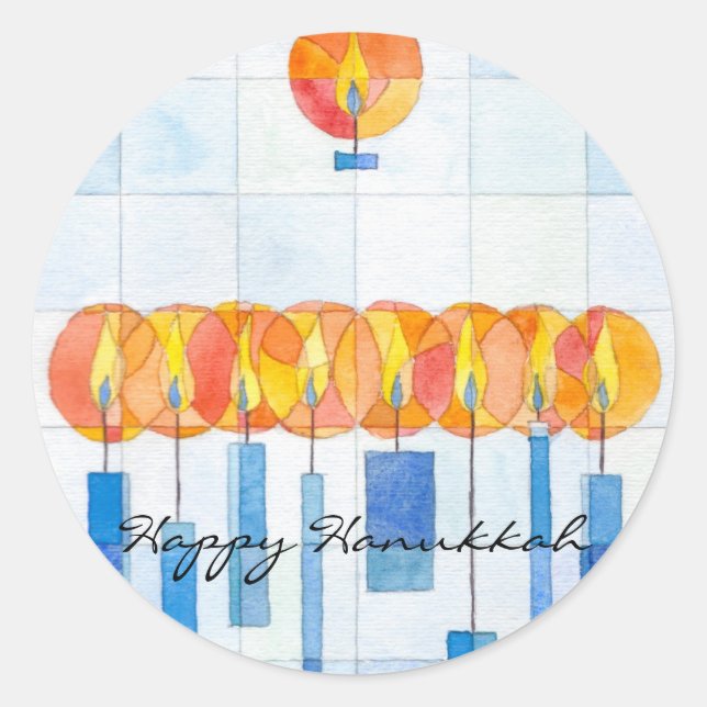 Adesivo Prendendo as velas de Hanukkah (Frente)