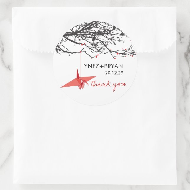 Adesivo Prendendo Papel Red Origami Crane Casamento Asiáti (Bolsa)