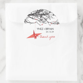 Adesivo Prendendo Papel Red Origami Crane Casamento Asiáti