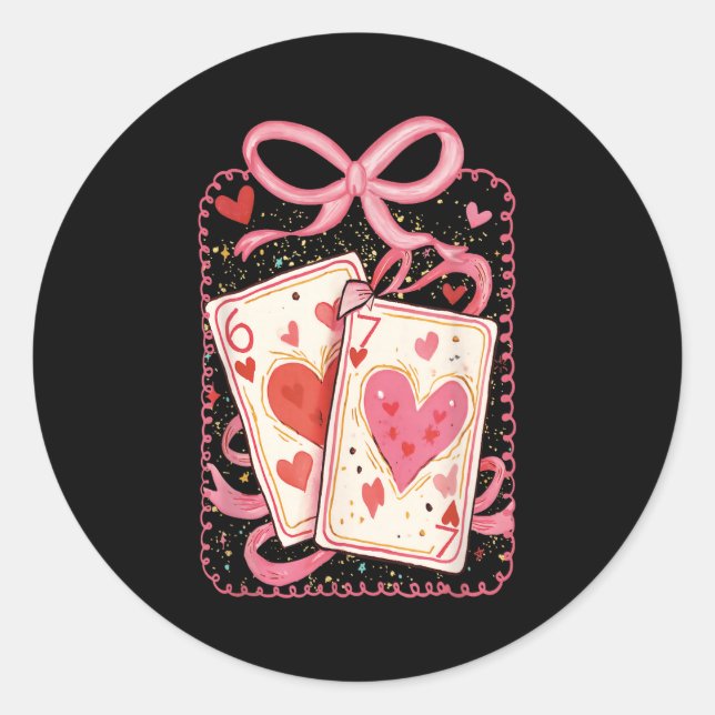 Adesivo Preppy 6 7 Valentine Couple Love Hearts Playing Ca (Frente)