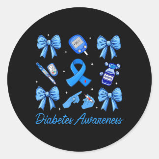 Adesivo Preppy Blue Ribbon Coquette Bow Diabetes Awareness
