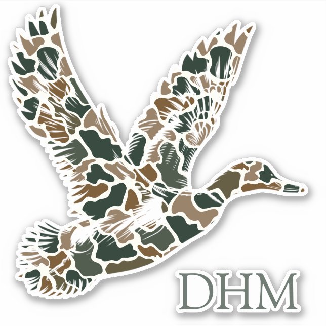 Adesivo Preppy Camouflage Mallard Duck Monogram (Frente)