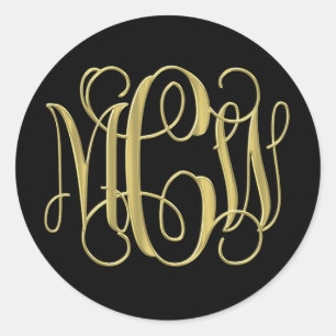 Adesivo Preppy de Vinho Dourado Preto Monograma DIY BG