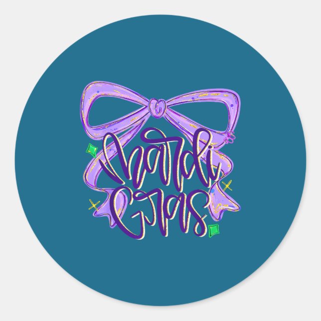 Adesivo Preppy Fat Tuesday Mardi Gras Coquette Bow Women G (Frente)