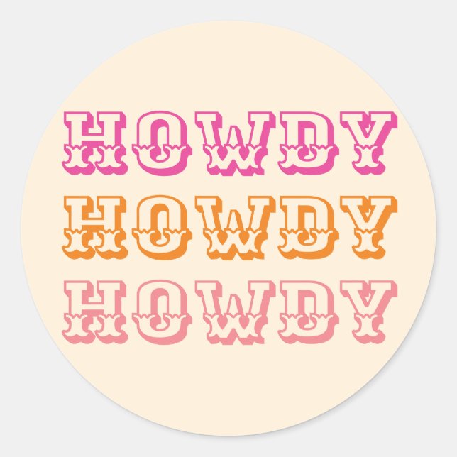 Adesivo Preppy Girly Howdy Laranja Quente Rosa (Frente)