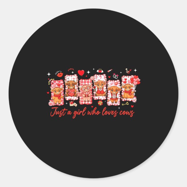 Adesivo Preppy Just A Girl Who Loves Cows Valentines Day A (Frente)