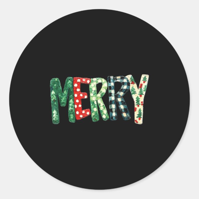 Adesivo Preppy Merry,christmas Funny Froral Checkered Gift (Frente)