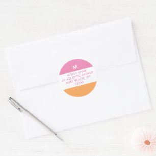 Adesivo Preppy Monograma Rosa e Laranja Menina