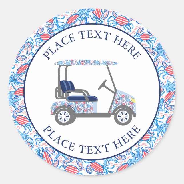 Adesivo Preppy Patriotic Crabs Golf Cart (Frente)