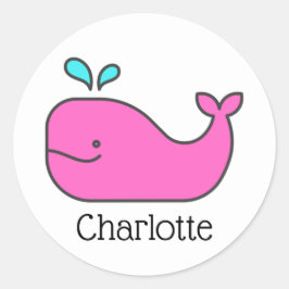 Adesivo Preppy Pink e Aqua Whale Personalizados