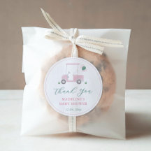 Preppy Pink Green Golf Cart Baby Girl Favor do Chá