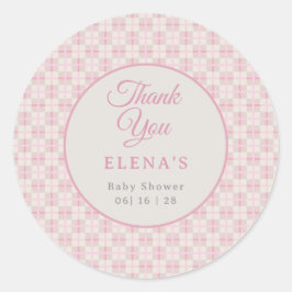 Adesivo Preppy Pink Plaid Baby Shower