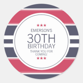 Adesivo Preppy Red, White e Blue Obrigado Sticker