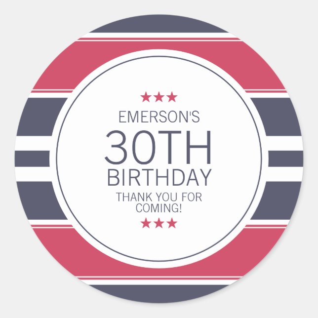 Adesivo Preppy Red, White e Blue Obrigado Sticker (Frente)