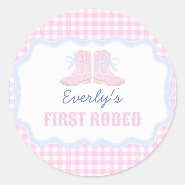 Adesivo Preppy Rodeo First Birthday Cowgirl Boots (Frente)