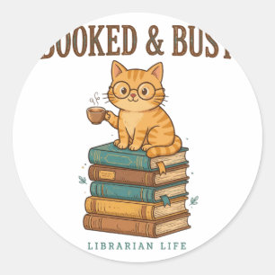 Adesivo Presa e Ocupada Camisa Divertida de Gato Bibliotec
