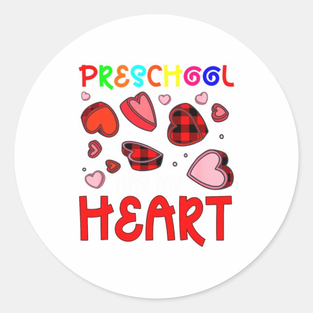Adesivo Preschool Has My Heart Valentines Hearts Teacher  (Frente)