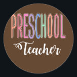 Adesivo Preschool Teacher Back to School Daycare<br><div class="desc">Preschool Teacher Back to School Daycare Appreciation Thank Gift. Perfect gift for your dad,  mom,  papa,  men,  women,  friend and family members on Thanksgiving Day,  Christmas Day,  Mothers Day,  Fathers Day,  4th of July,  1776 Independent day,  Veterans Day,  Halloween Day,  Patrick's Day</div>