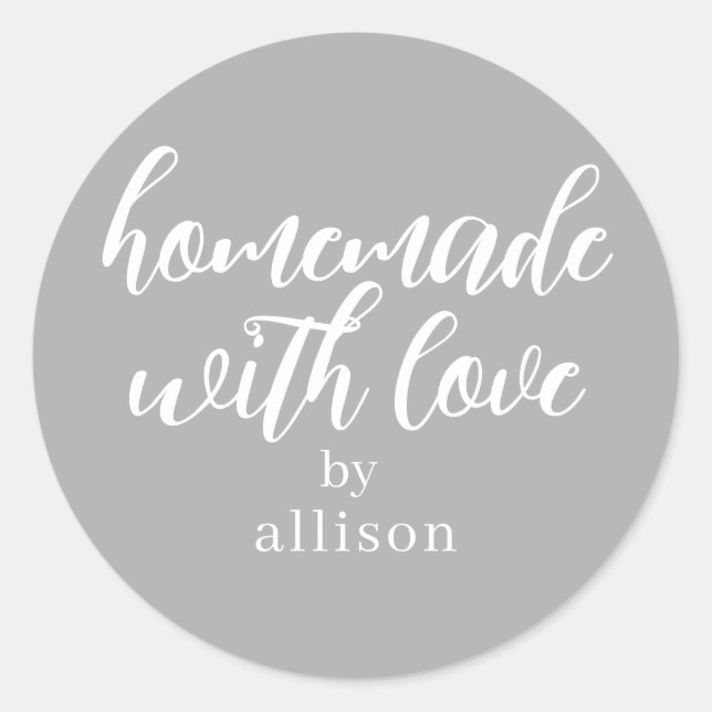 Adesivo Presente Cinza Personalizado Feito com Amor (Frente)