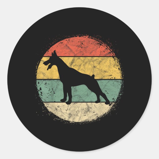 Adesivo Presente Circular Retro para Dono de Doberman Pins (Frente)
