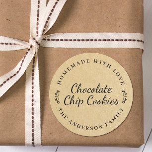 Adesivo Presente Clássico Brown Kraft Personalizado Baking