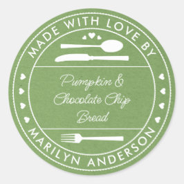 Adesivo Presente Comida Verde Kraft Feito Com Amor