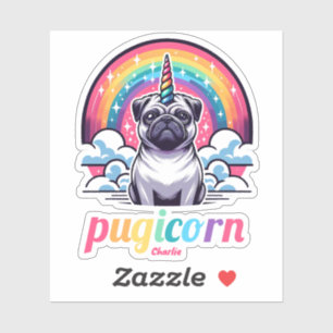Adesivo Presente de Amante de os animais Pugicorn Colorido