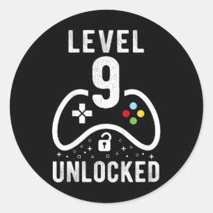 Adesivo Presente de Aniversário de 9 anos com Vídeo Game D
