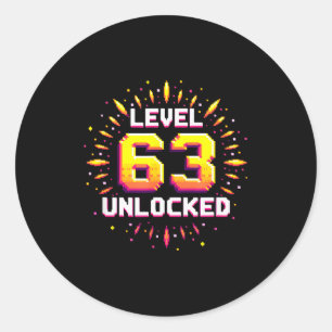 Adesivo Presente de Aniversário Desbloqueado no Nível 63 M