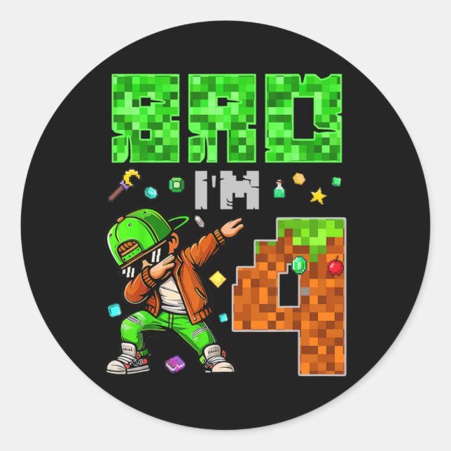 Adesivo Presente de aniversário estilo Pixel Dab Gamer par (Frente)