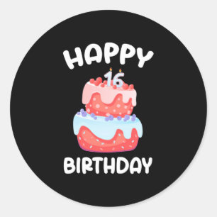Adesivo Presente de aniversário   Feliz 16.o aniversário