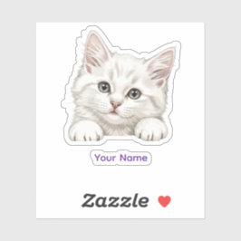 Adesivo Presente de Arte de Gatinho Personalizado com Nome