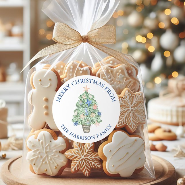 Adesivo Presente de Árvore de Natal Costeira de Aquarela (Criador carregado)