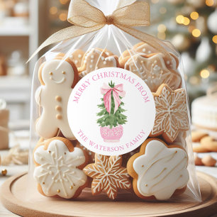 Adesivo Presente de Árvore de Natal Ginger Jar Arco Rosa