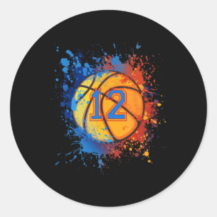 Adesivo Presente De Basquete De Aniversário De 12 Anos De